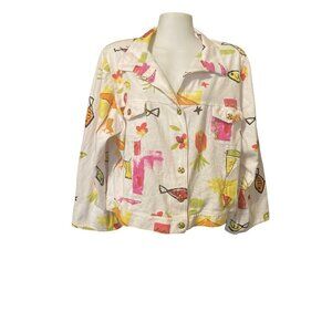 Vintage Sea Suns Women's Fish Shirt Cotton Jacket Button Up Large USA Art 2 Wear